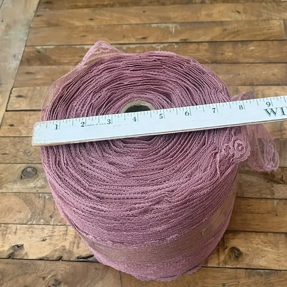Large 8 in Spool Of Dusty Rose Lace Trim Scalloped Floral 2 lbs 14 Oz - Picture 5 of 6